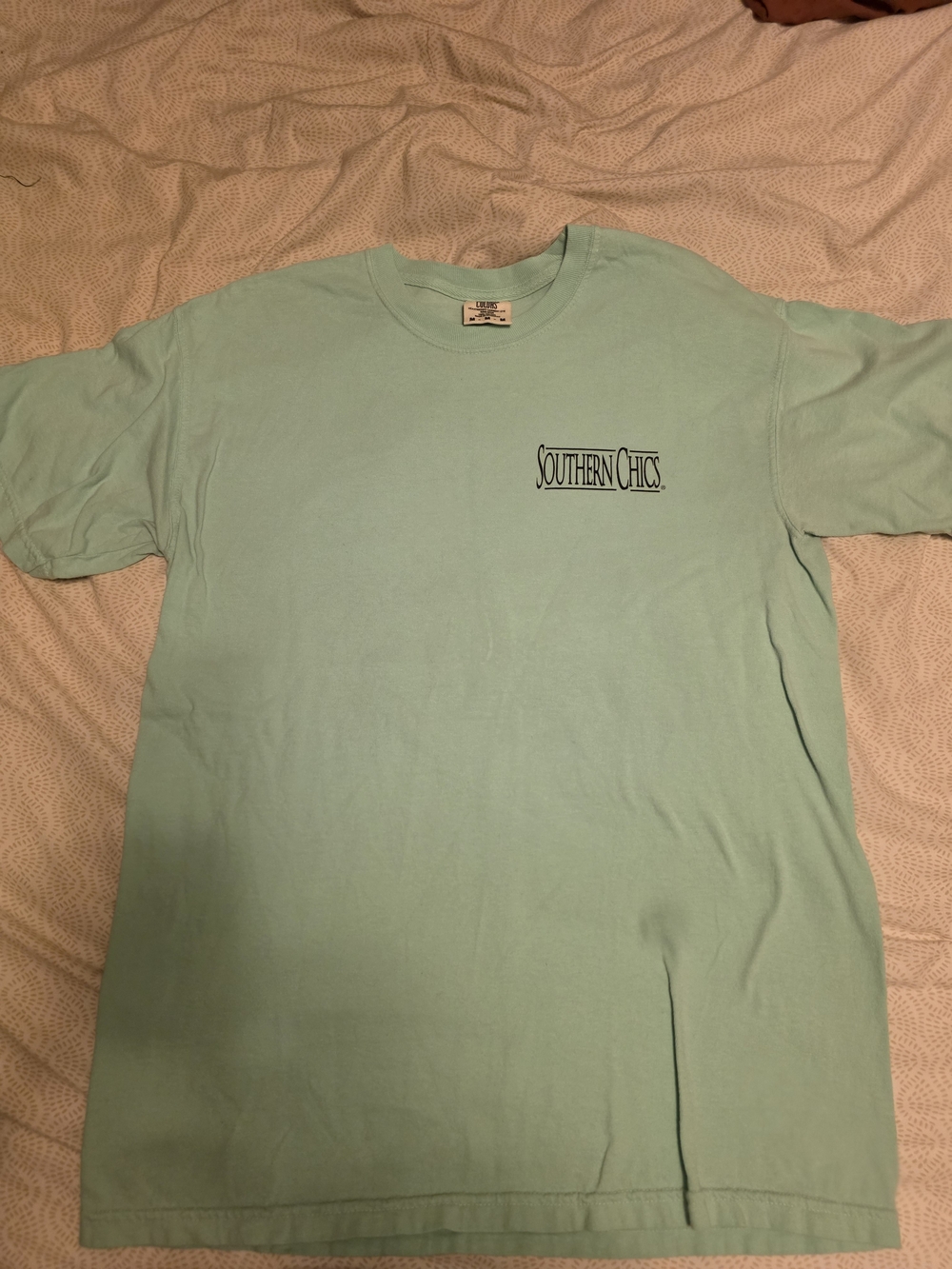 Comfort Colors Short Sleeve Tee in Mint Green with Southern Chics Logo